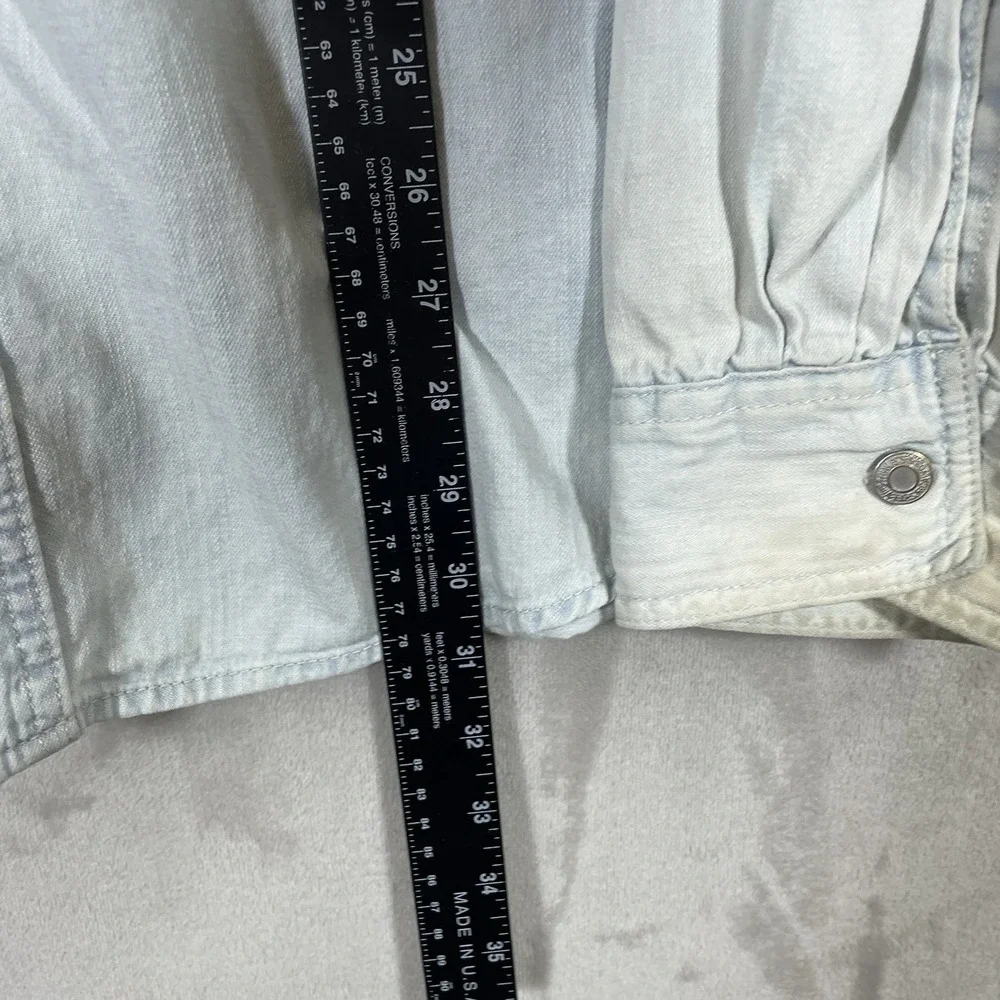 Vintage Levis Shirt Mens XL Blue Denim Jean Metal Button Up Faded Utility Work